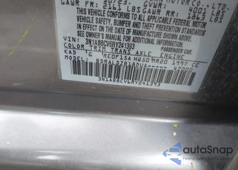 2024 Nissan Sentra Sv Xtronic Cvt z USA, uszkodzony, nr VIN 3N1AB8CV6RY241393